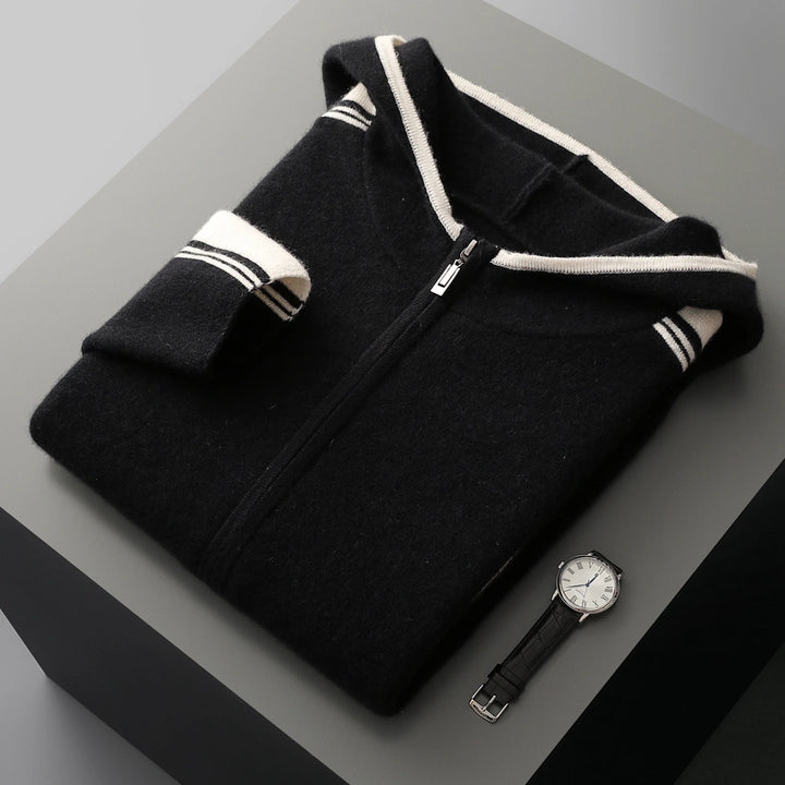 Men's Winter Merino Wool Knit Set Hooded Cardigan & Pants