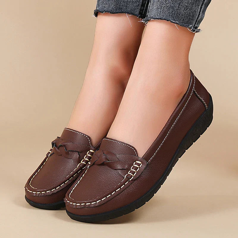 Diana - Genuine Leather Moccasin Loafers ~ Big Size-HighTouch