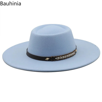 British-Style Wide-Brim Felt Fedora – Adjustable Luxury Jazz & Wedding Hat