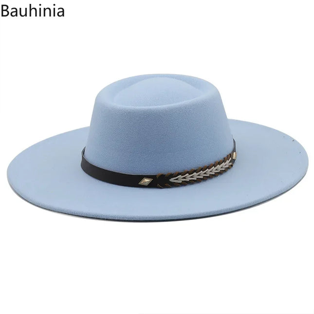 British-Style Wide-Brim Felt Fedora – Adjustable Luxury Jazz & Wedding Hat
