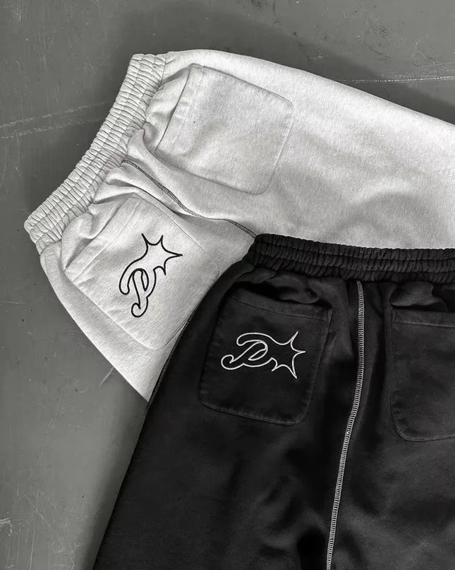 Streetwear Letter Embroidery Loose Sweatpants – Y2K Harajuku Wide-Leg Statement