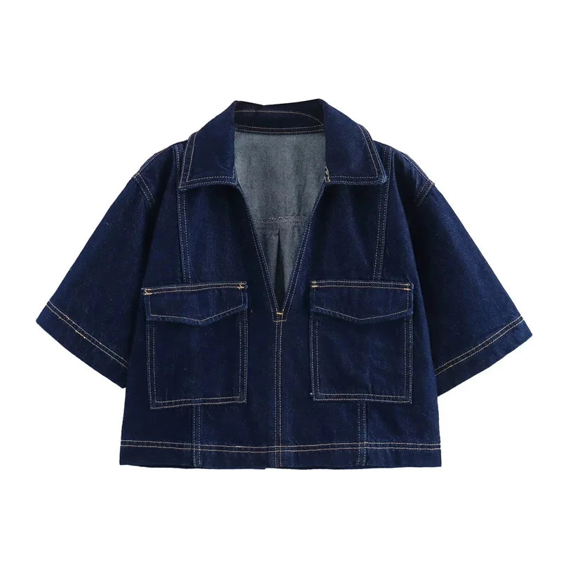 Women Blue Denim Set 2 Piece Casual Jacket and Jeans Outfit-HighTouch