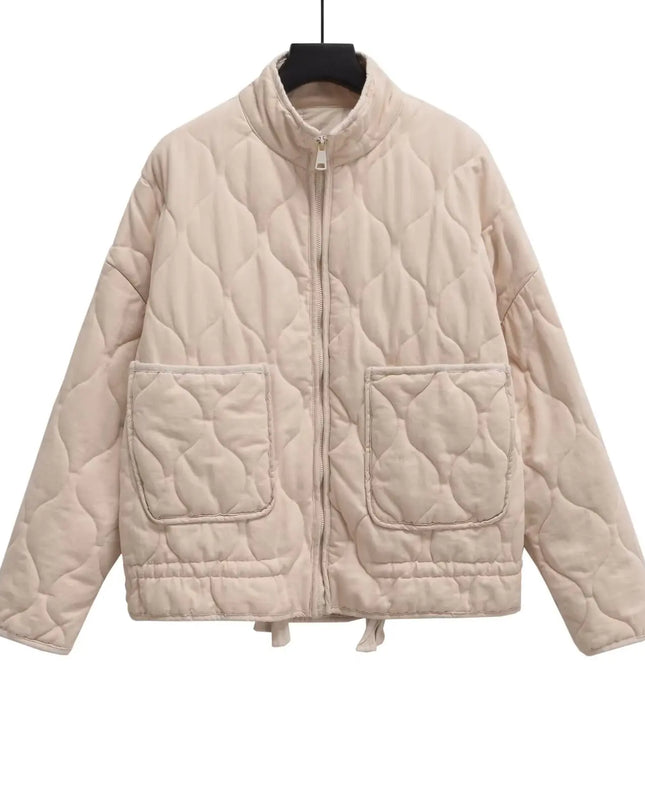Diamond-Embellished Reversible Short Jacket – Plush Autumn/Winter Overlay