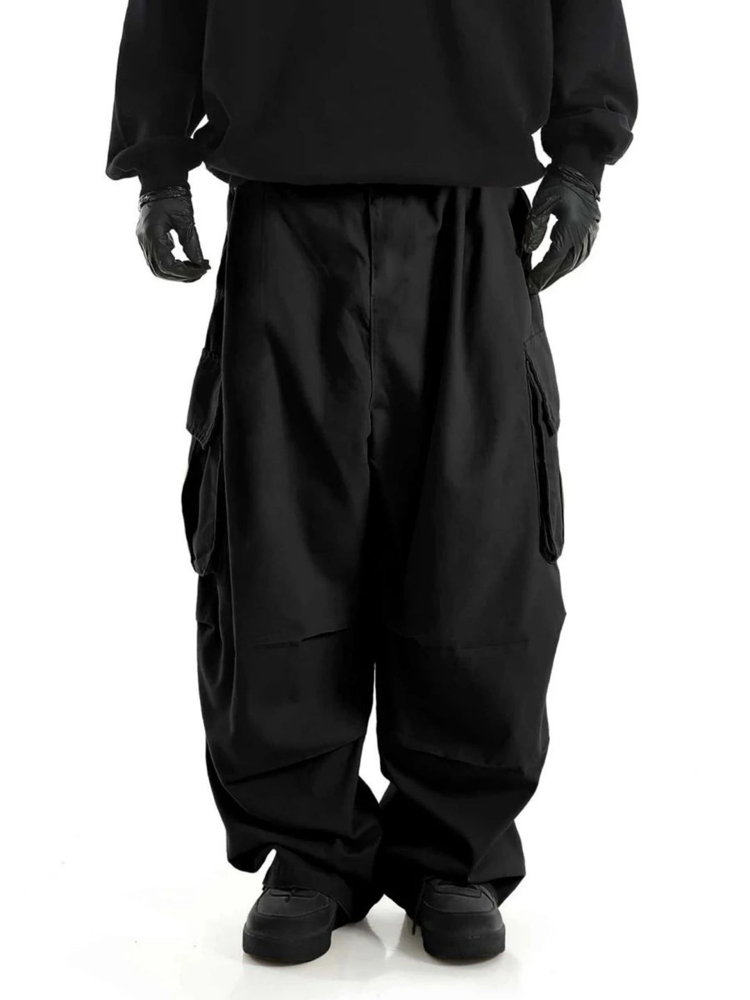 Plus Size Men's Workwear Wide Leg Pants Loose Street Style Trendy Cargo Trousers