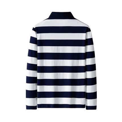 Spring Men Polo Shirt Cotton Long Sleeve Stripe Polo Shirt Men Autumn Embroidery Casual Fashion Polo Shirt Business T-shirts Men