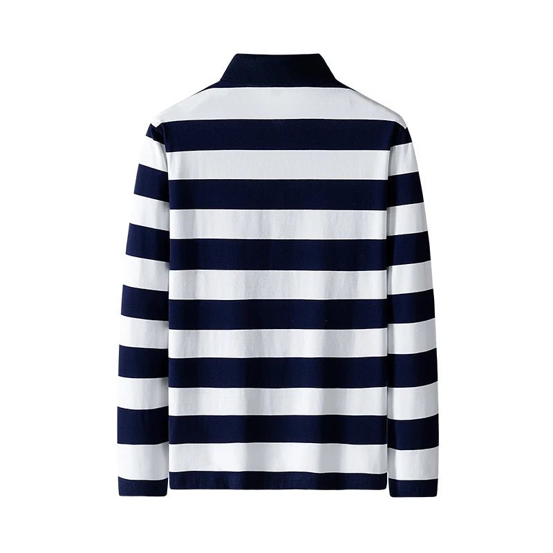 Spring Men Polo Shirt Cotton Long Sleeve Stripe Polo Shirt Men Autumn Embroidery Casual Fashion Polo Shirt Business T-shirts Men-HighTouch