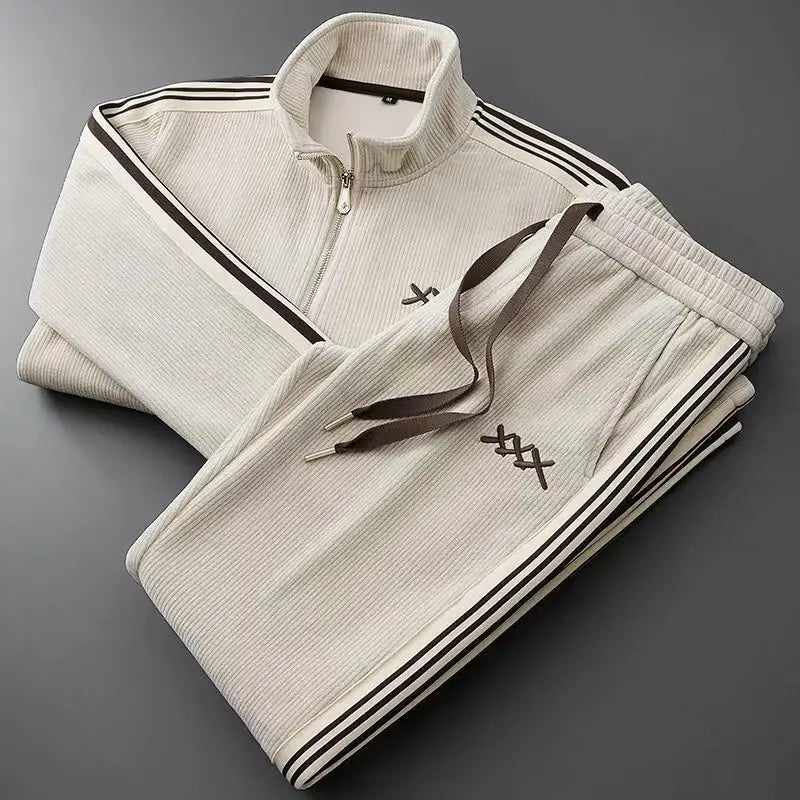Men’s Warm Zip-Up Sports Set – Two-Piece Jacket & Pants