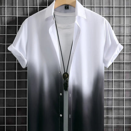 Men’s Gradient 3D Print Short Sleeve Shirt
