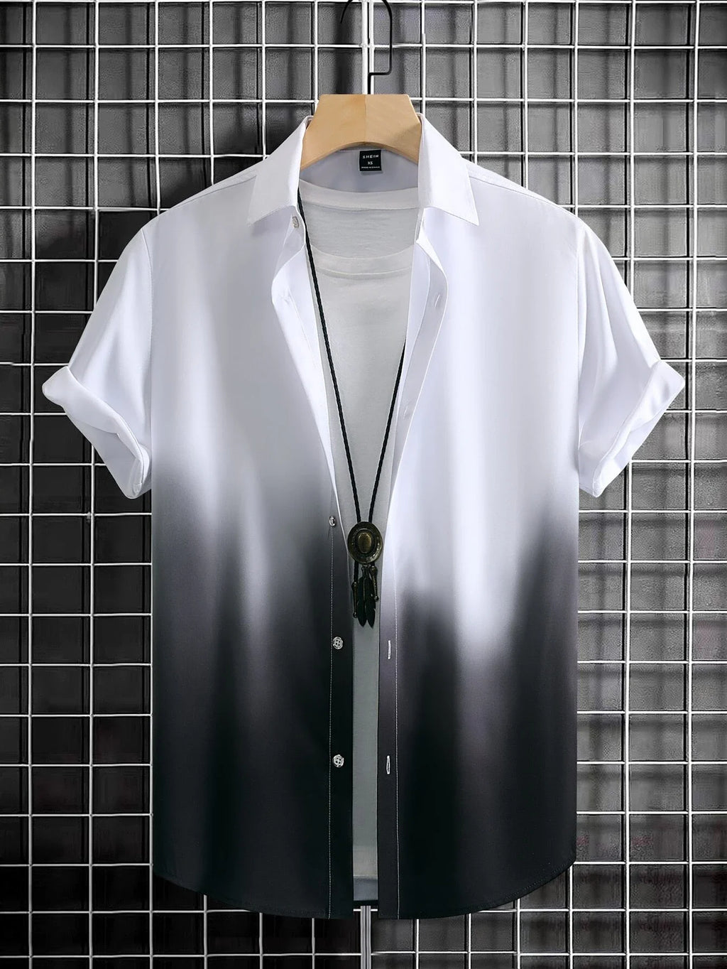 Men’s Gradient 3D Print Short Sleeve Shirt-HighTouch