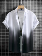 Men’s Gradient 3D Print Short Sleeve Shirt-HighTouch