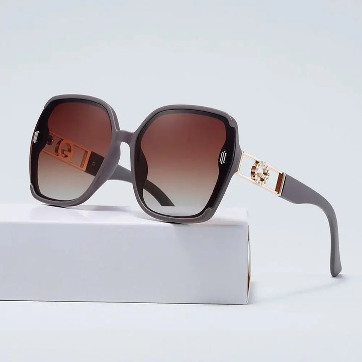 Women's UV400 Oversized Square Sunglasses – Crystal Gold