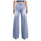 High-Waist Blue Wash Wide-Leg Jeans for Women – Stretch Comfort, Baggy Style-HighTouch
