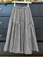 Plaid Printed Ruffle Maxi Skirt-HighTouch