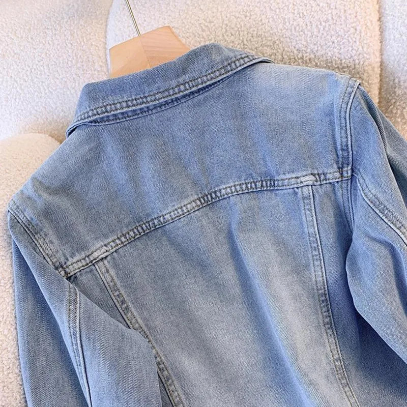 Denim Jacket For Women - Spring Autumn Korean Vintage Jean Coats.-HighTouch