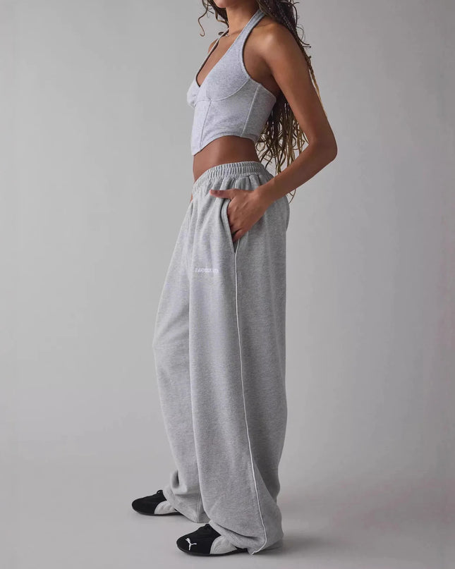 Pink Embroidered Casual Pants for Women