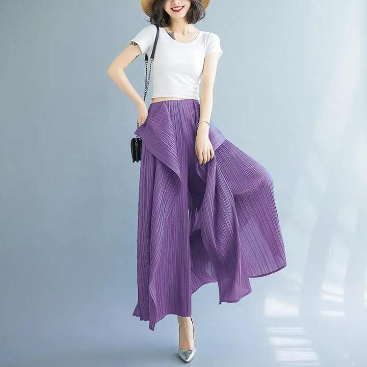 Tri-Crepe Pleated Slimming Mermaid Pants for Women Elegant & Trendy-HighTouch
