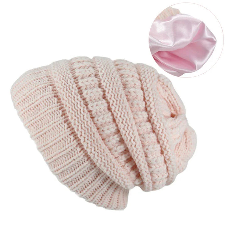 Satin-Lined Knitted Beanie-HighTouch