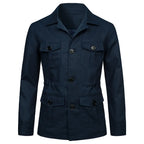 Retro British Linen Safari Jacket for Men-HighTouch