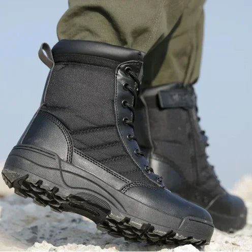 Men’s High-Top Breathable Leather & Mesh Tactical Combat Boots-HighTouch