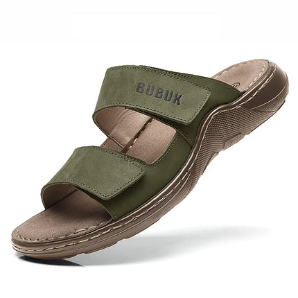 Genuine Cowhide Men’s Non-Slip Beach & Outdoor Slippers