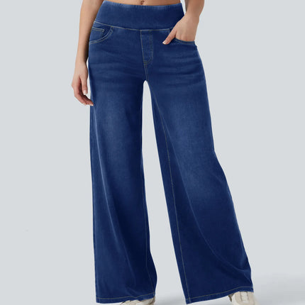 High-Waist Wide-Leg Zip Denim Jeans