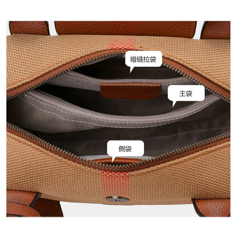 AIDRAN | Retro Plaid Boston Bag – Canvas & Leather