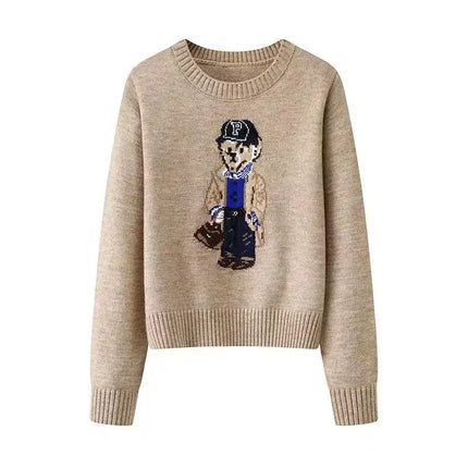 Women’s Bear Print Cashmere Pullover