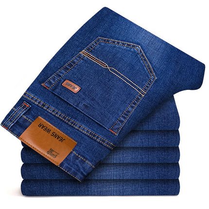 Casual Stretch Straight-Leg Men’s Jeans - Soft Cotton Denim in Black & Navy