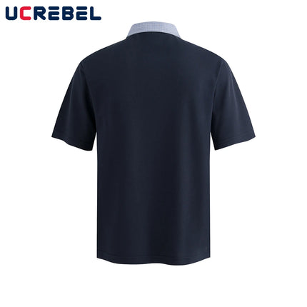 Patchwork Letter-Embroidery Polo – Retro High-Street Short-Sleeve Men’s Tee