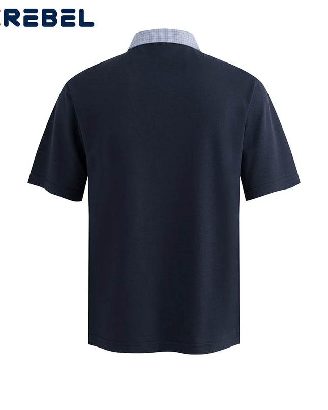 Patchwork Letter-Embroidery Polo – Retro High-Street Short-Sleeve Men’s Tee