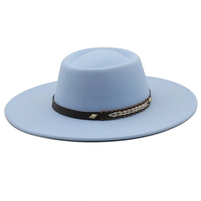 British-Style Wide-Brim Felt Fedora – Adjustable Luxury Jazz & Wedding Hat