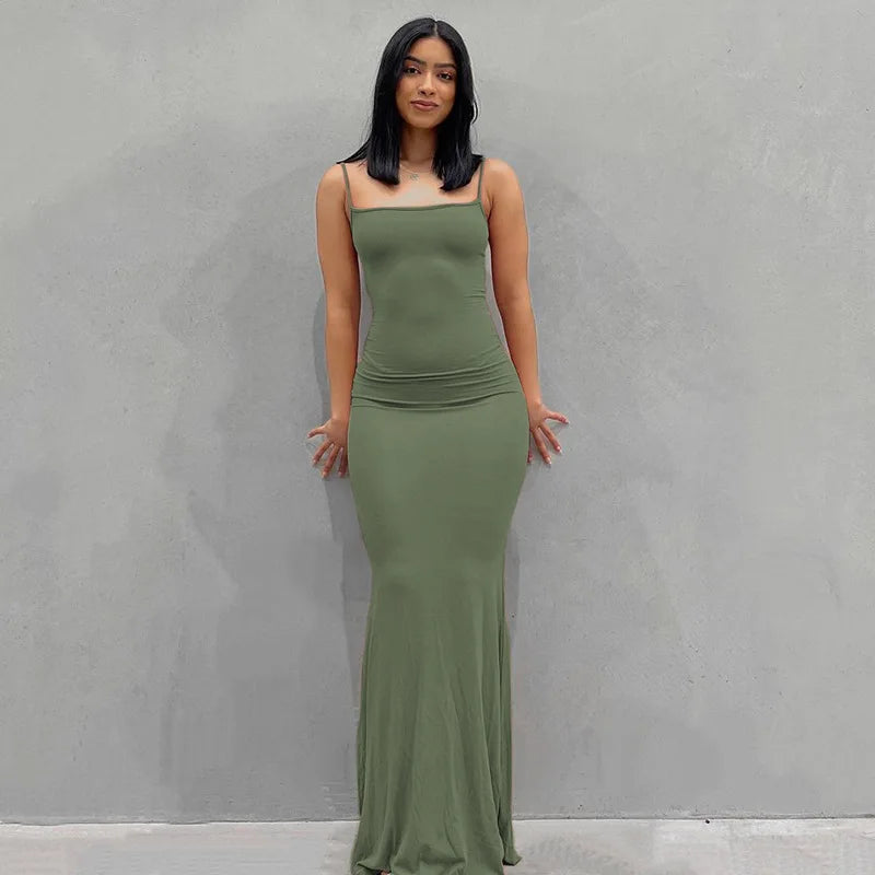 Sexy Spaghetti-Strap Black Trumpet Maxi Dre-HighTouch
