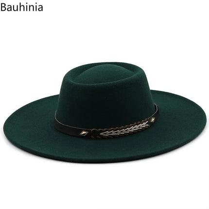 British-Style Wide-Brim Felt Fedora – Adjustable Luxury Jazz & Wedding Hat
