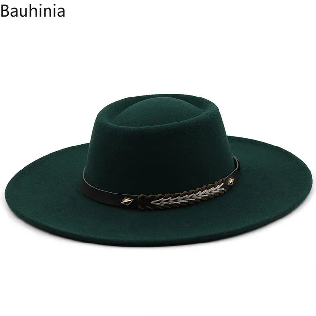 British-Style Wide-Brim Felt Fedora – Adjustable Luxury Jazz & Wedding Hat