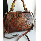 Luxury Handmade Women Shoulder Bag Vintage Carved Leather Women's Bag-HighTouch