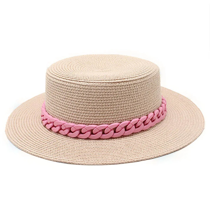 Adjustable Flat‑Top Yellow Straw Fedora-HighTouch
