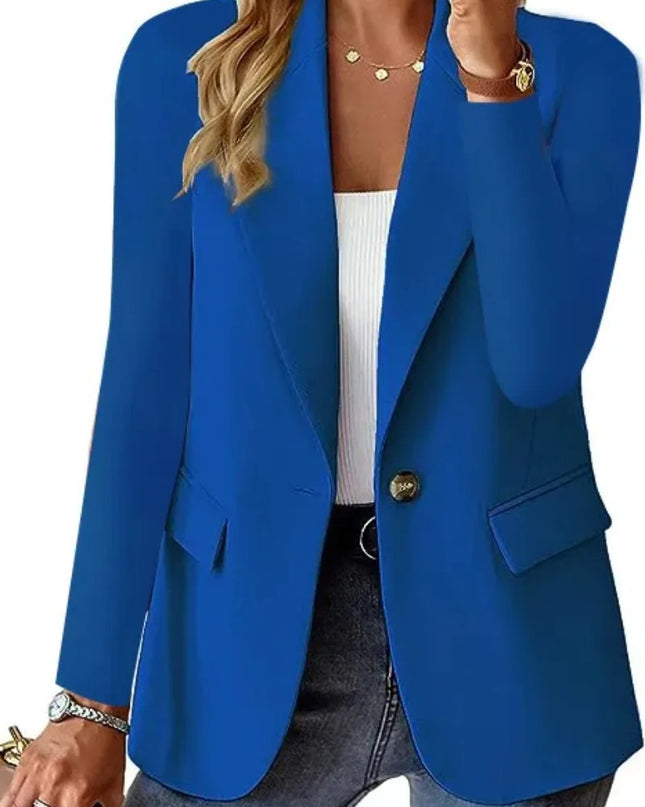 Women’s Casual Solid Blazer – Long Sleeve Turn-Down Collar Suit Coat