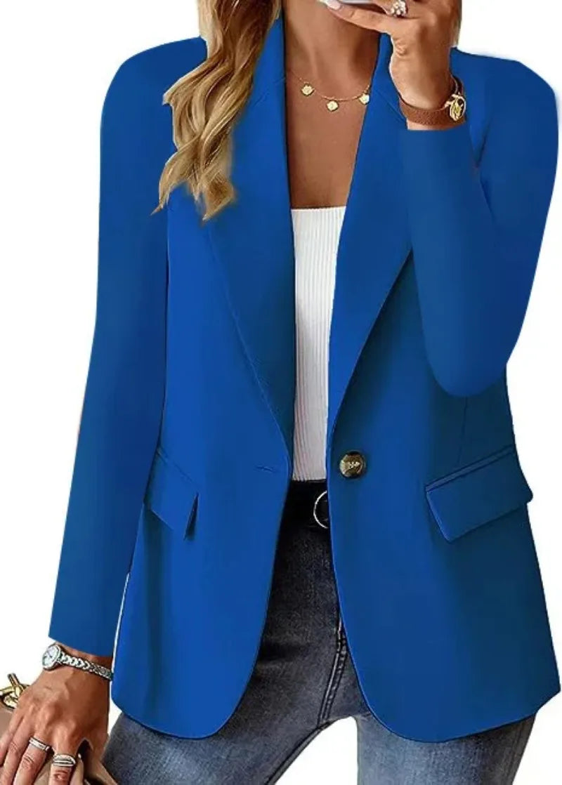 Women’s Casual Solid Blazer – Long Sleeve Turn-Down Collar Suit Coat