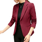 Women’s Slim Fit Blue Blazer – Long Sleeve Office Jacket with Pockets-HighTouch