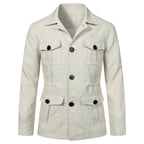 Retro British Linen Safari Jacket for Men-HighTouch