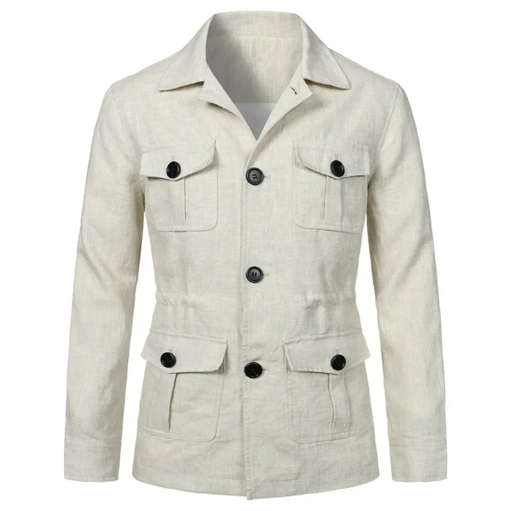 Retro British Linen Safari Jacket for Men-HighTouch
