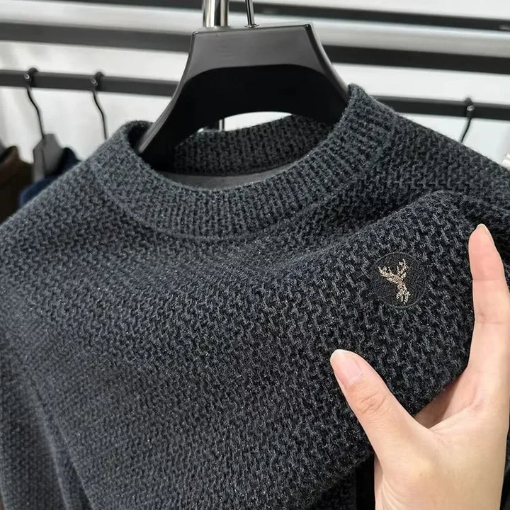 Embroidered Plush Sweater Men-HighTouch