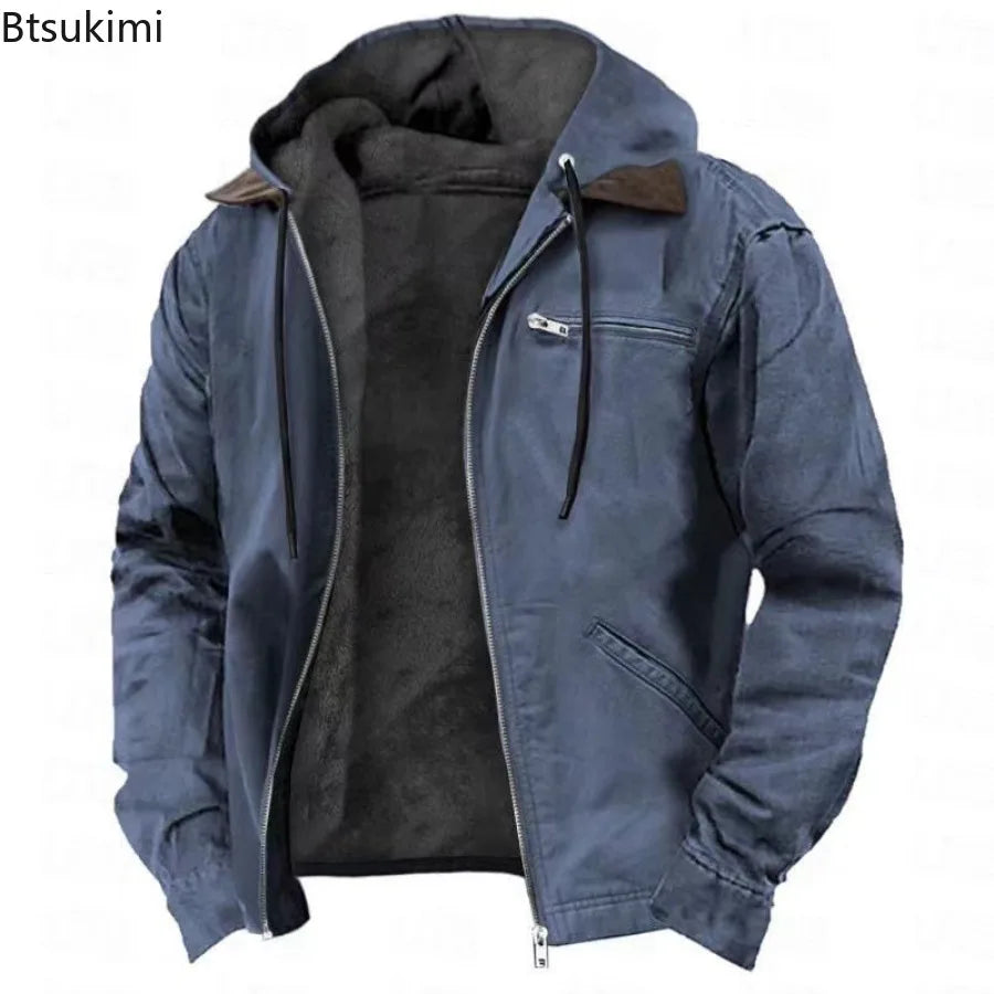 Men’s Full-Zip Polar Fleece Hoodie – Warm Casual Hooded Jacket-HighTouch
