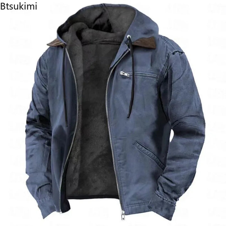 Men’s Full-Zip Polar Fleece Hoodie – Warm Casual Hooded Jacket-HighTouch