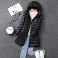 Women's X-Long Office Lady Hat Detachable Puffer Jacket