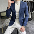 Men’s Slim Fit Suede Blazer-HighTouch