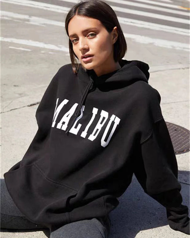 Vintage Letter Print Oversized Cotton Hoodie –  Streetwear Comfort