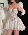 Y2K Lace Backless Strap Mini Dress Women