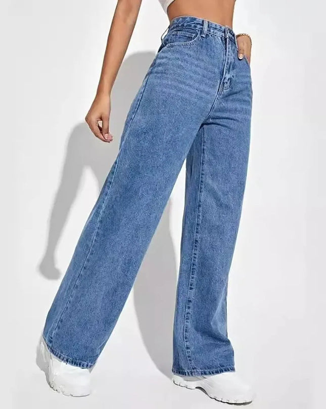 High Waist Retro Baggy Straight Jeans for Women's