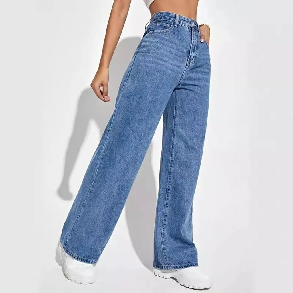 High Waist Retro Baggy Straight Jeans for Women's